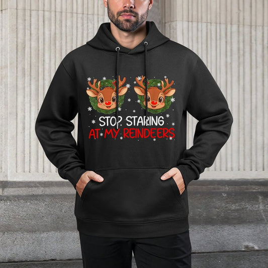 Stop Staring at My Reindeer Cute Christmas Xmas Women Customizable Surface Hoodie