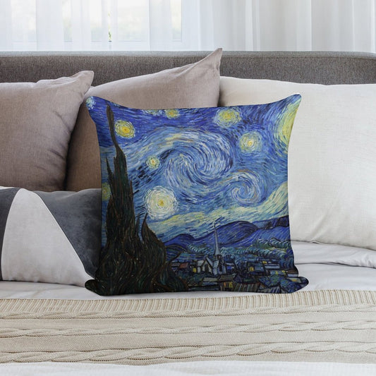 Starry Night - Vincent Van Gogh Soft Luxury Feel Throw Pillow