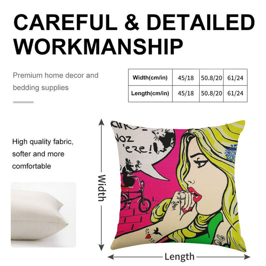 Banksy Goes Pop Art Linen Throw Pillow Cover