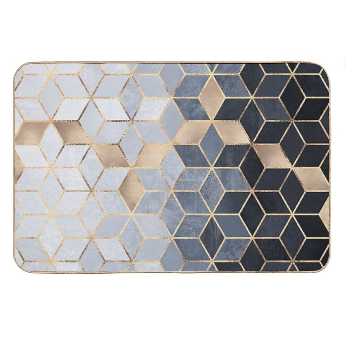 Soft Blue Gradient Cubes Bath Mat