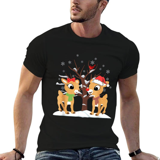 Rudolph And Clarice Christmas Kids Girls Reindeer Summer-ready Fabric T-Shirt