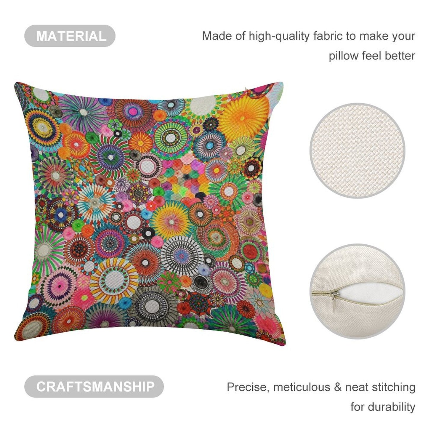 Childhood Dreams, A Colourful Spirograph Drawing! Linen Throw Pillow Cover