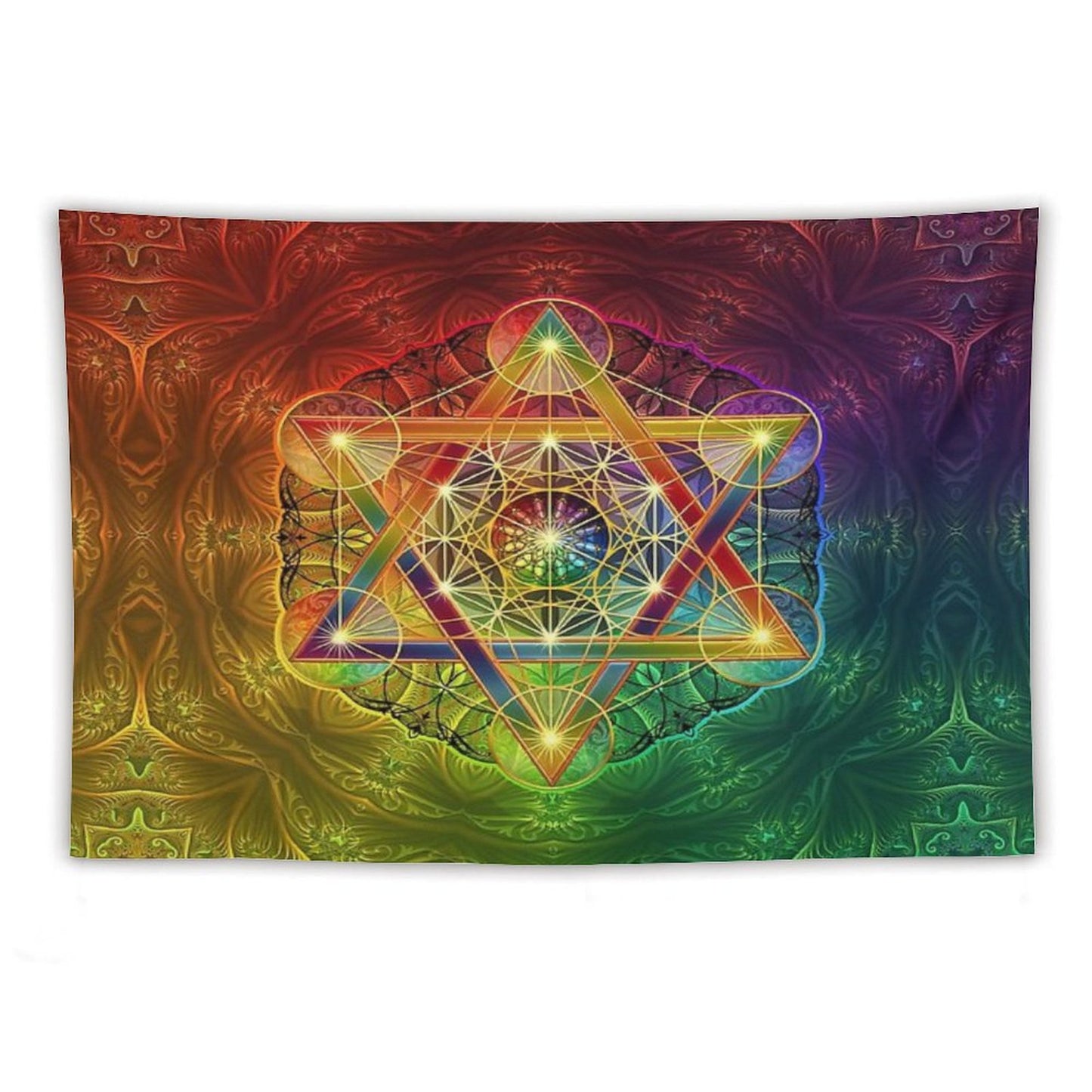 Metatron's Cube with Merkabah And Flower of Life Tapestry