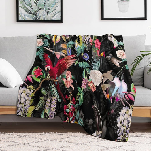 Floral And Birds IX Throw Blanket