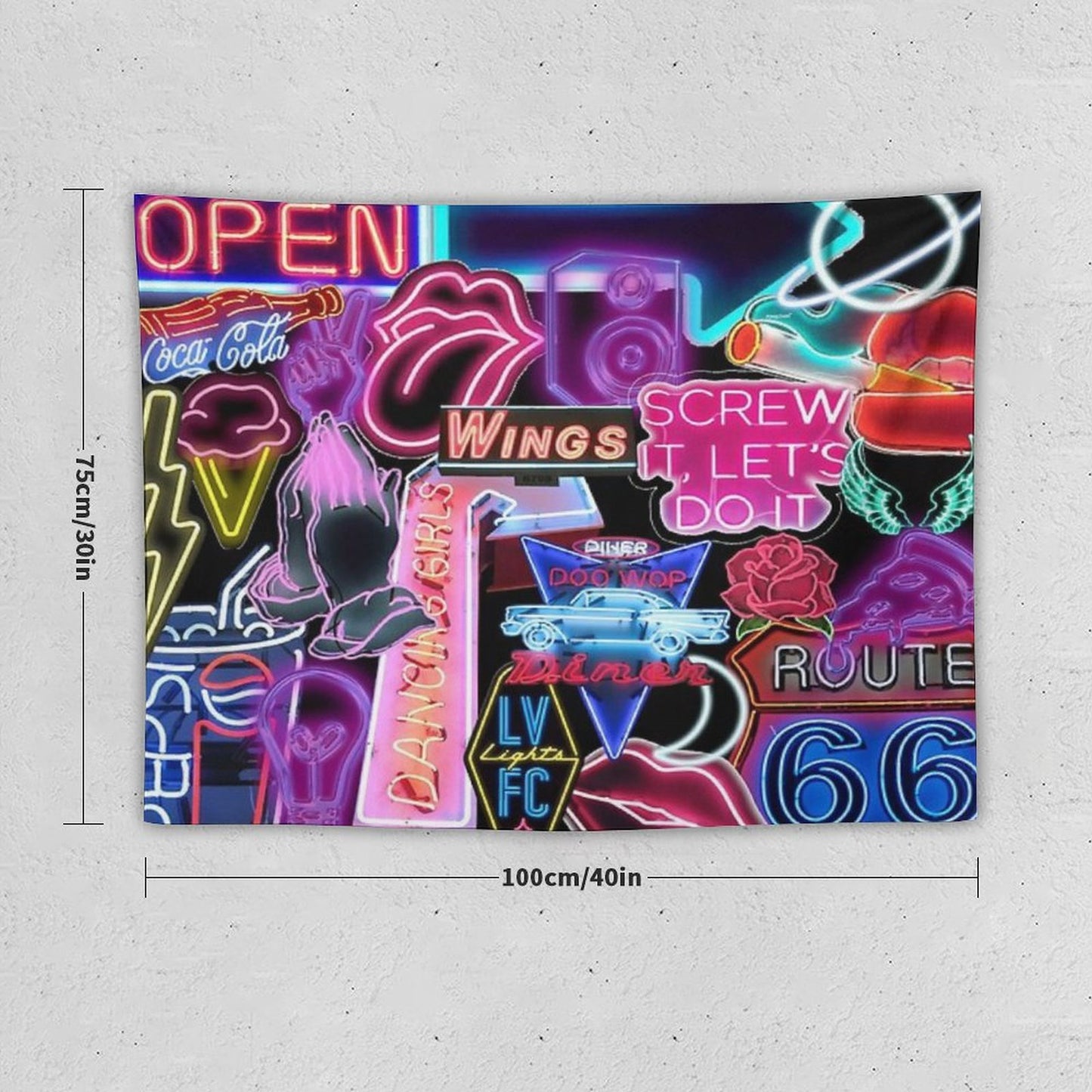 Neon Sign Collage Tapestry