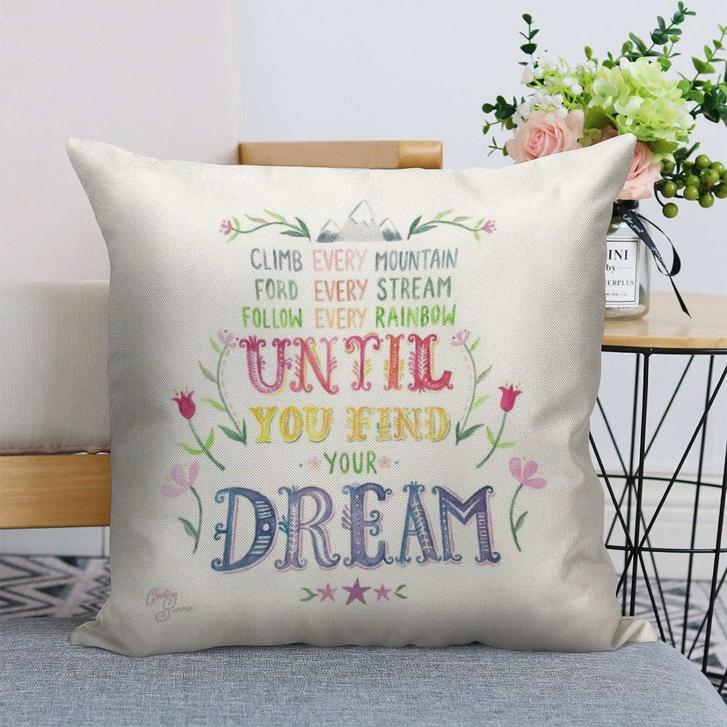 Sound of Music Climb Every Mountain Linen Throw Pillow Cover