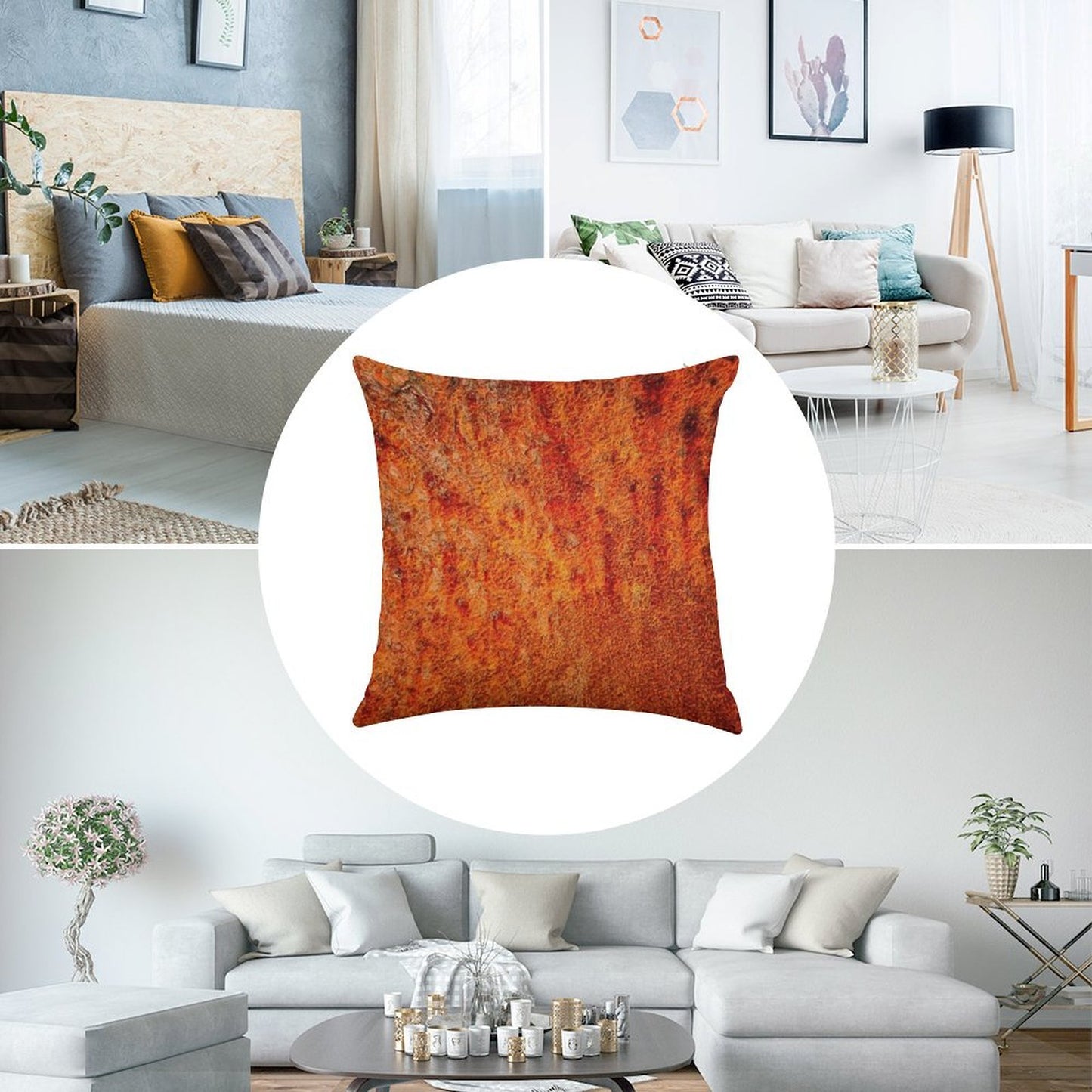 Burnt Orange Linen Throw Pillow Cover