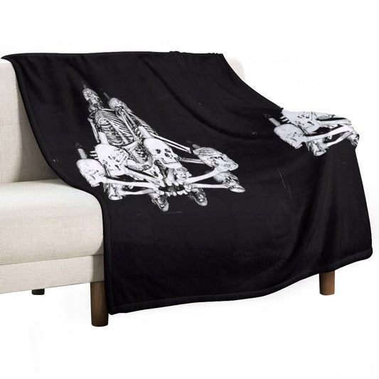 Dancing Bones in Dark Silence Throw Blanket