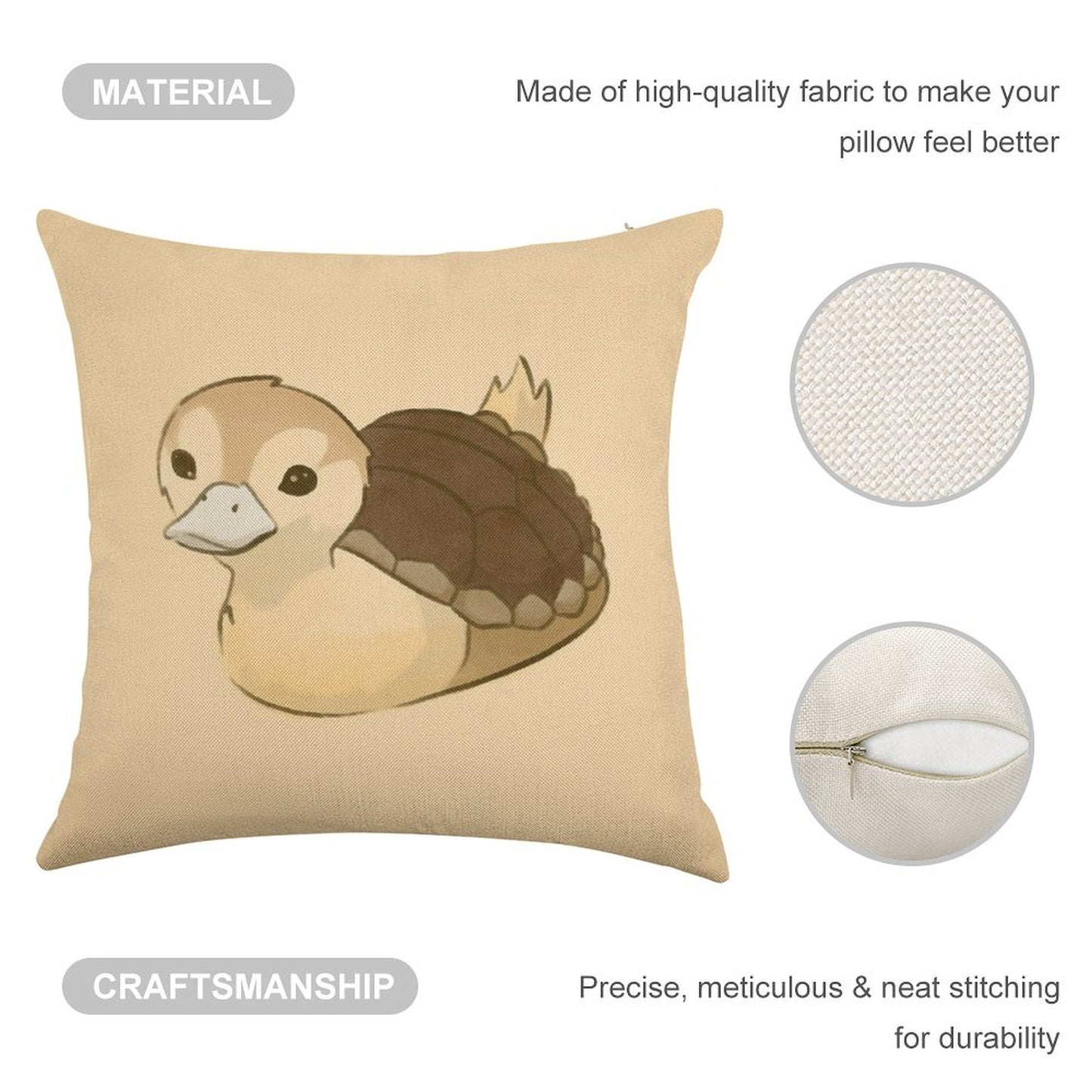 Avatar Turtle Duck Linen Throw Pillow Cover