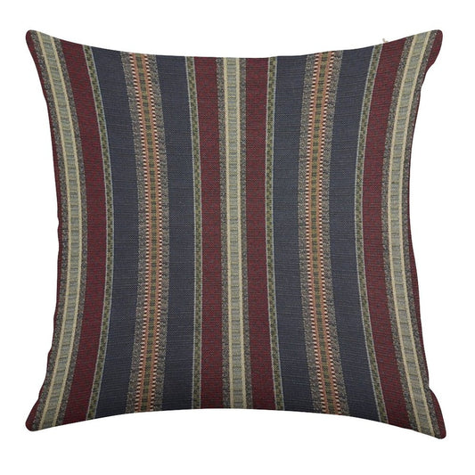 Navy Stripe Burgundy And Dark Blue Country Tapestry Linen Throw Pillow Cover