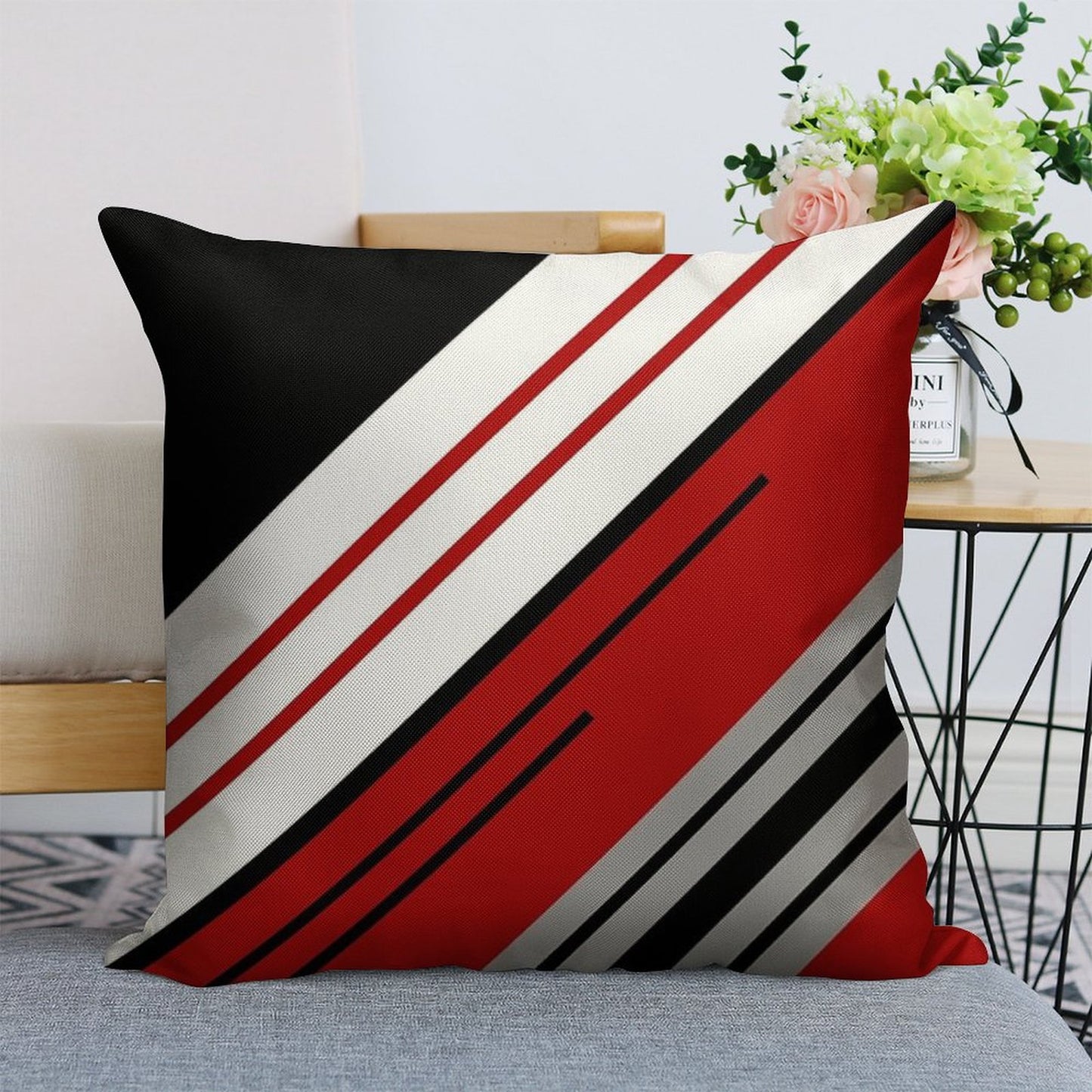 Diagonal Stripes Design Linen Throw Pillow Cover