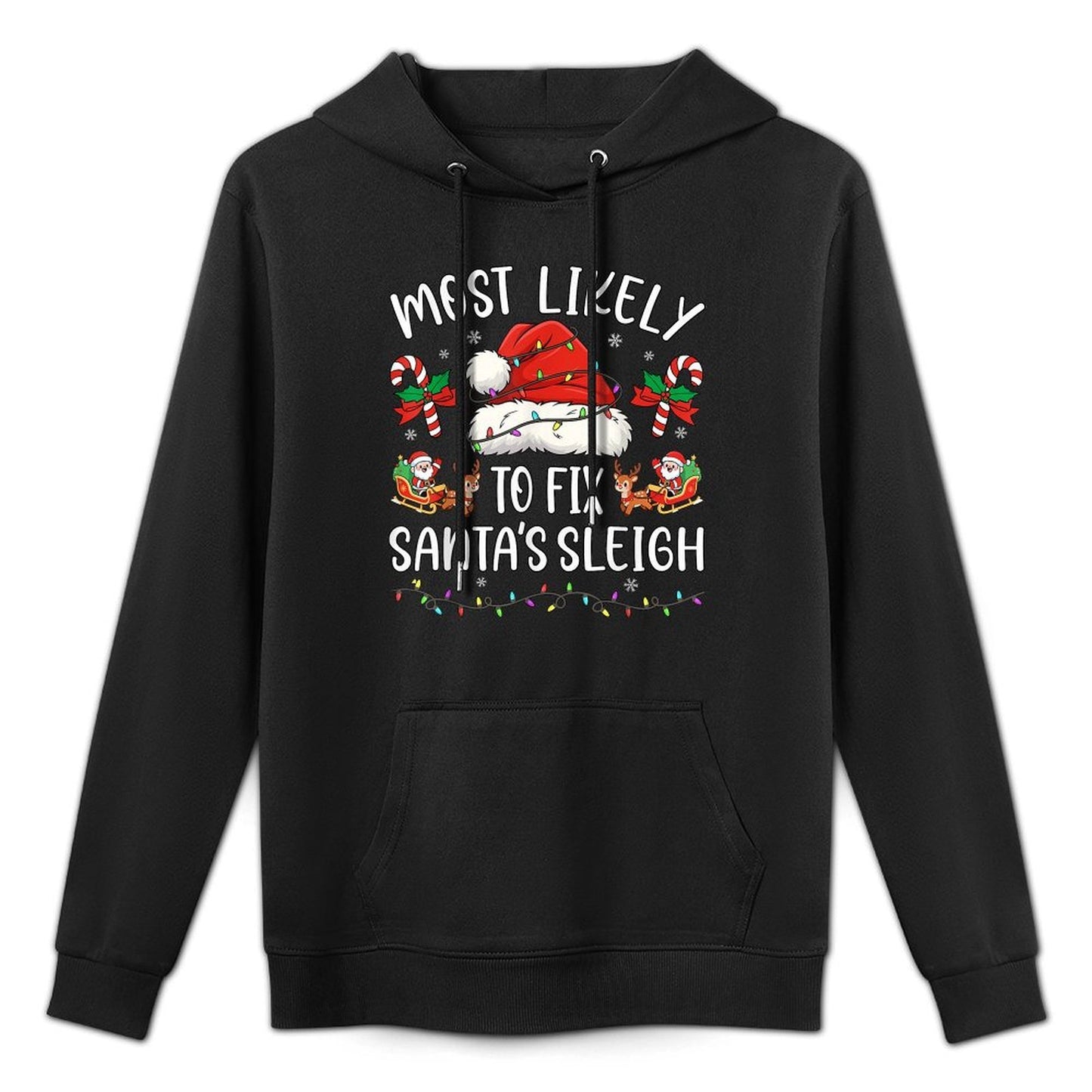 Most Likely to Fix Santa Sleigh Family Matching Christmas Machine Washable Hoodie