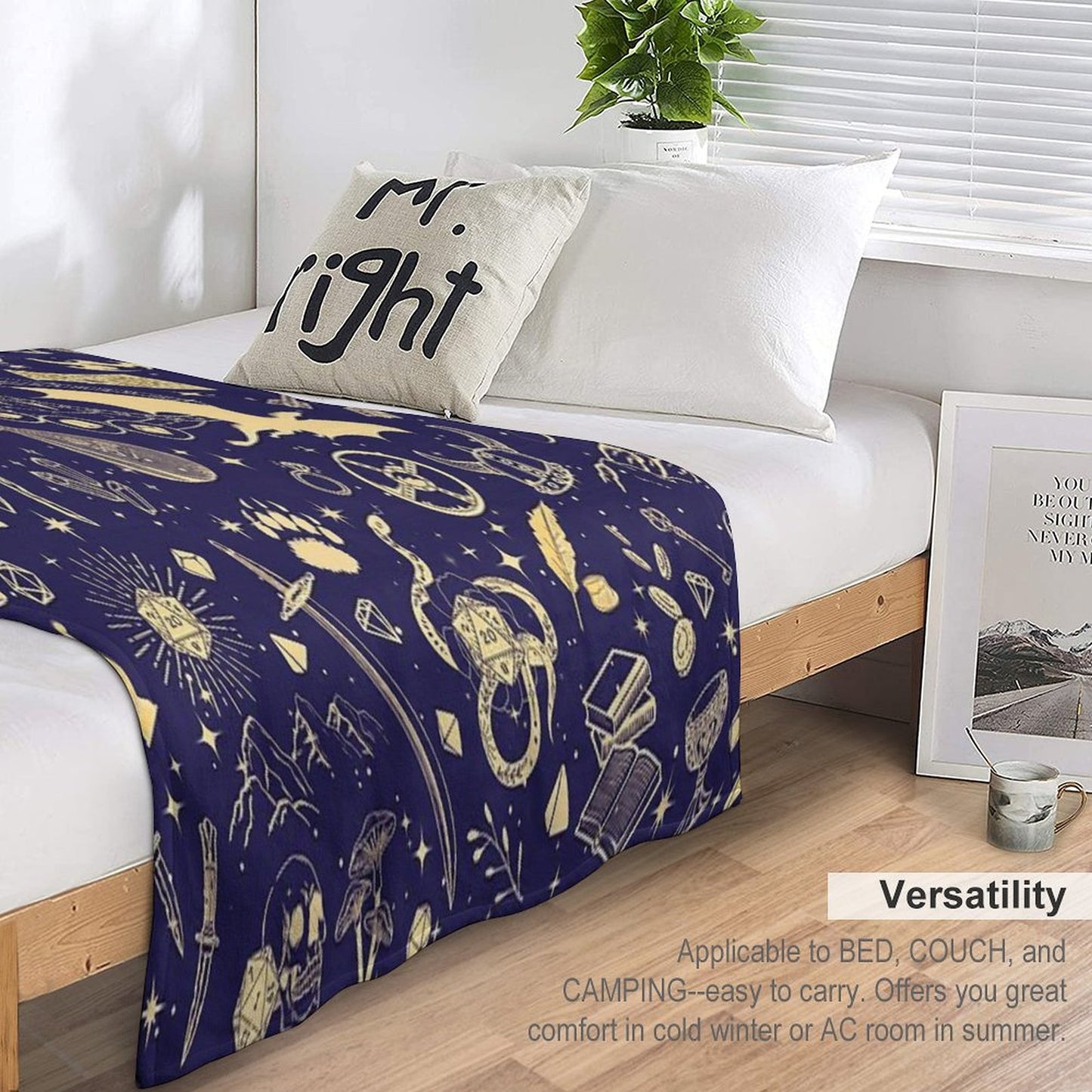 DND RPG Pattern Seamless Dungeons And Dragons Doodles, Celestial Night Sky And Stars Constellations Throw Blanket