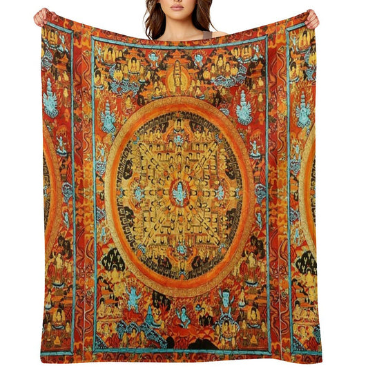 Buddhist Mandala Ashta Bhairava Thangka 45 Throw Blanket