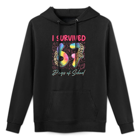 I Survived 67 Day of School Funny 6 7 Teach Student Leopard Relaxed Fit Hoodie