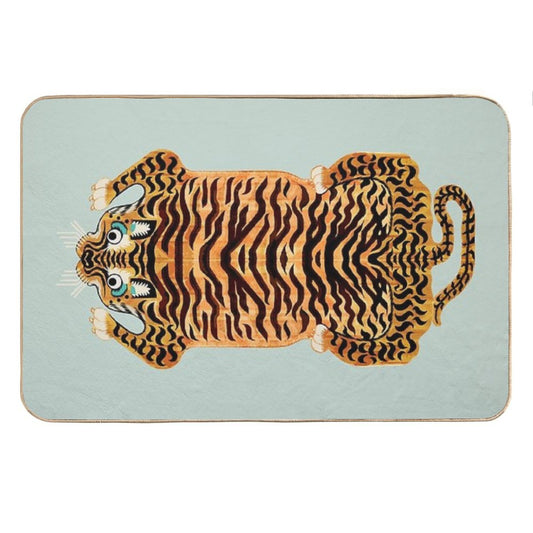 Cute Golden Tibetan Tiger Rug in Sage Bath Mat