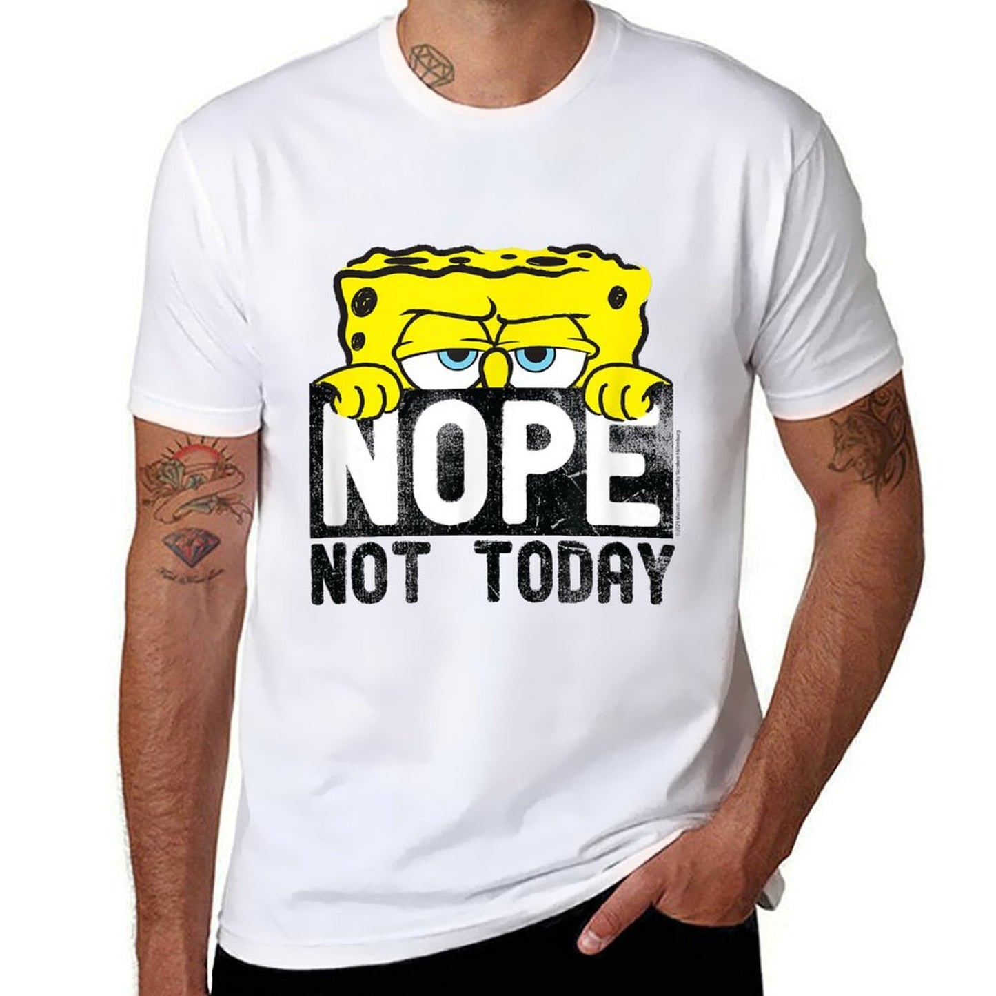 SpongeBob SquarePants - Nope Not Today Fade-proof Color T-Shirt