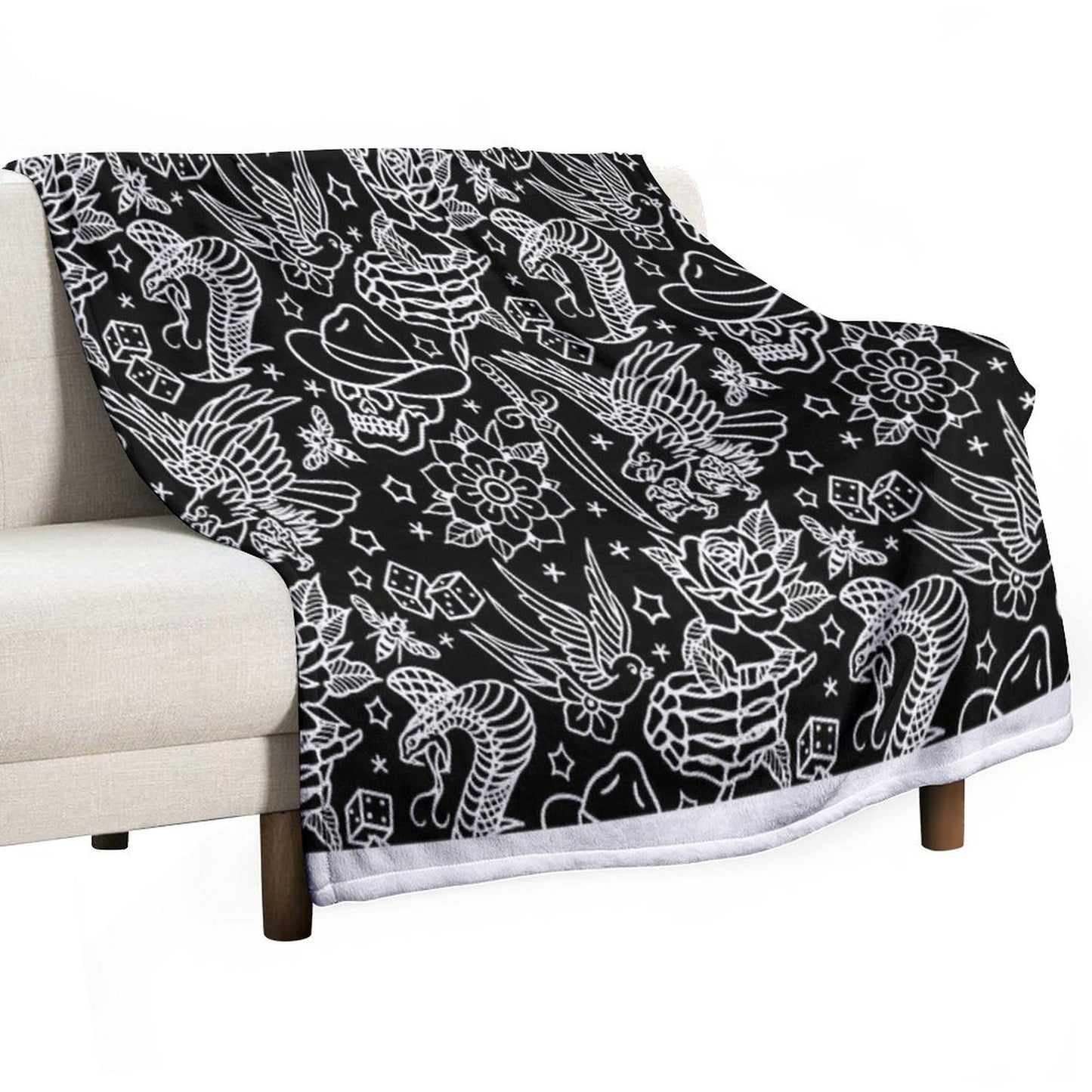 American Traditional Tattoo Flash Print Throw Blanket