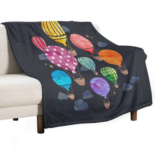 Hot Air Balloon Night Throw Blanket