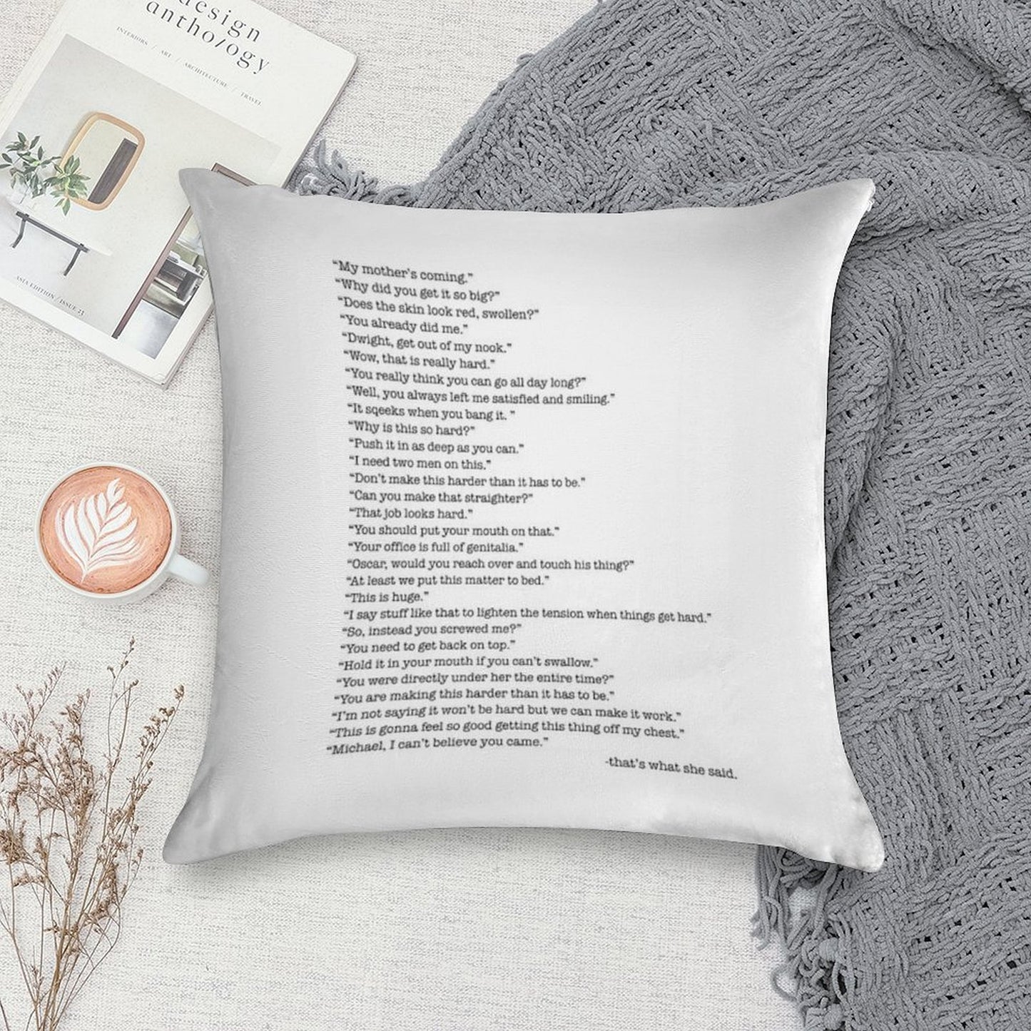 Every That's What She Said From The Office Soft Shrink-Resistant Throw Pillow