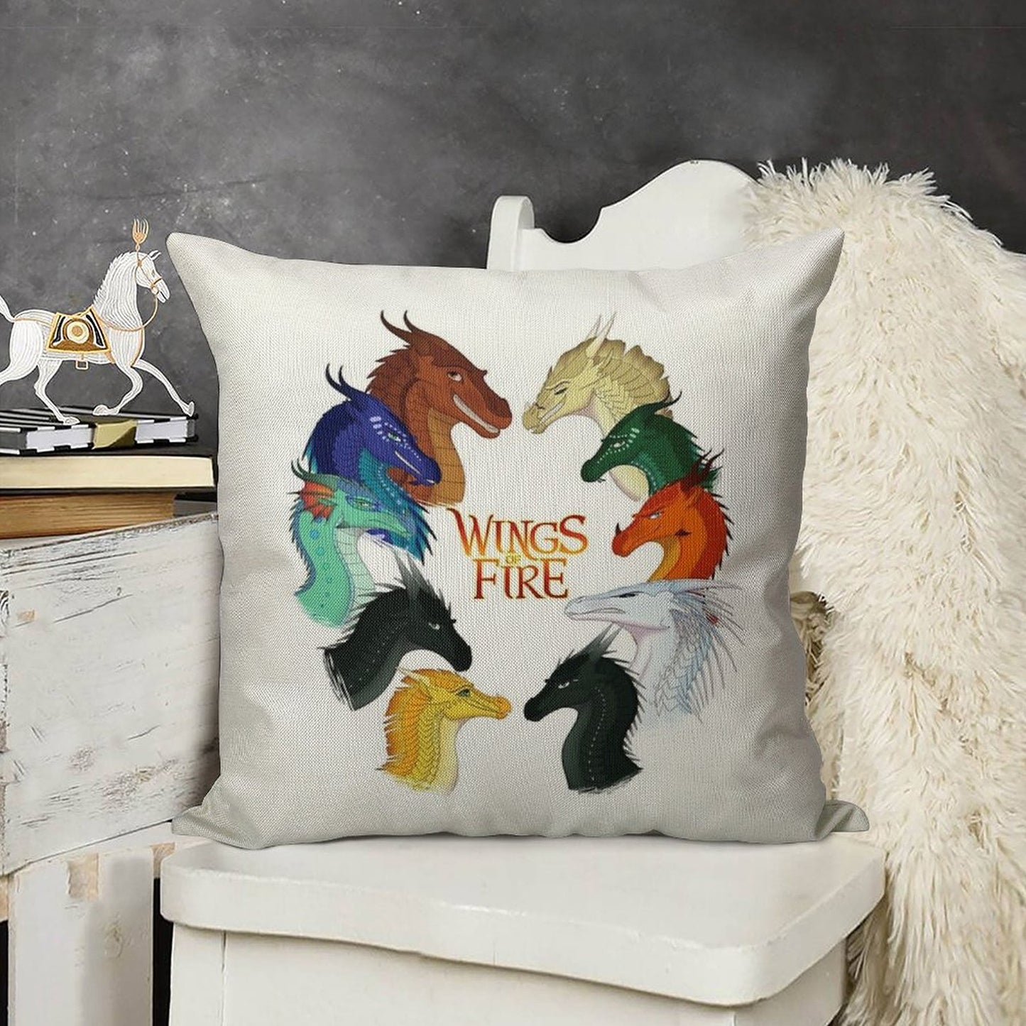 Wings of Fire - All Together Linen Throw Pillow Cover