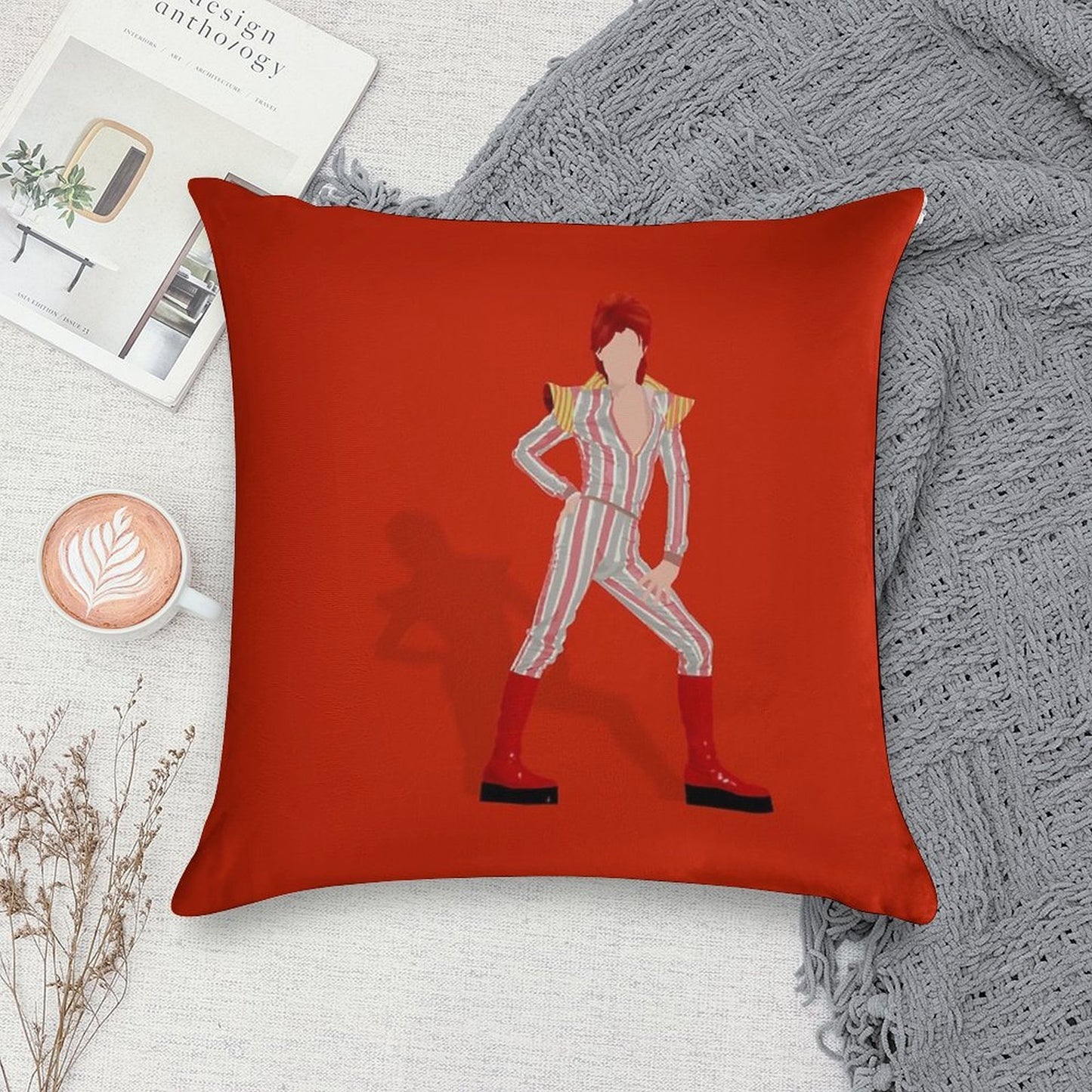 David Bowie - Ziggy Stardust Soft Fade-Resistant Throw Pillow
