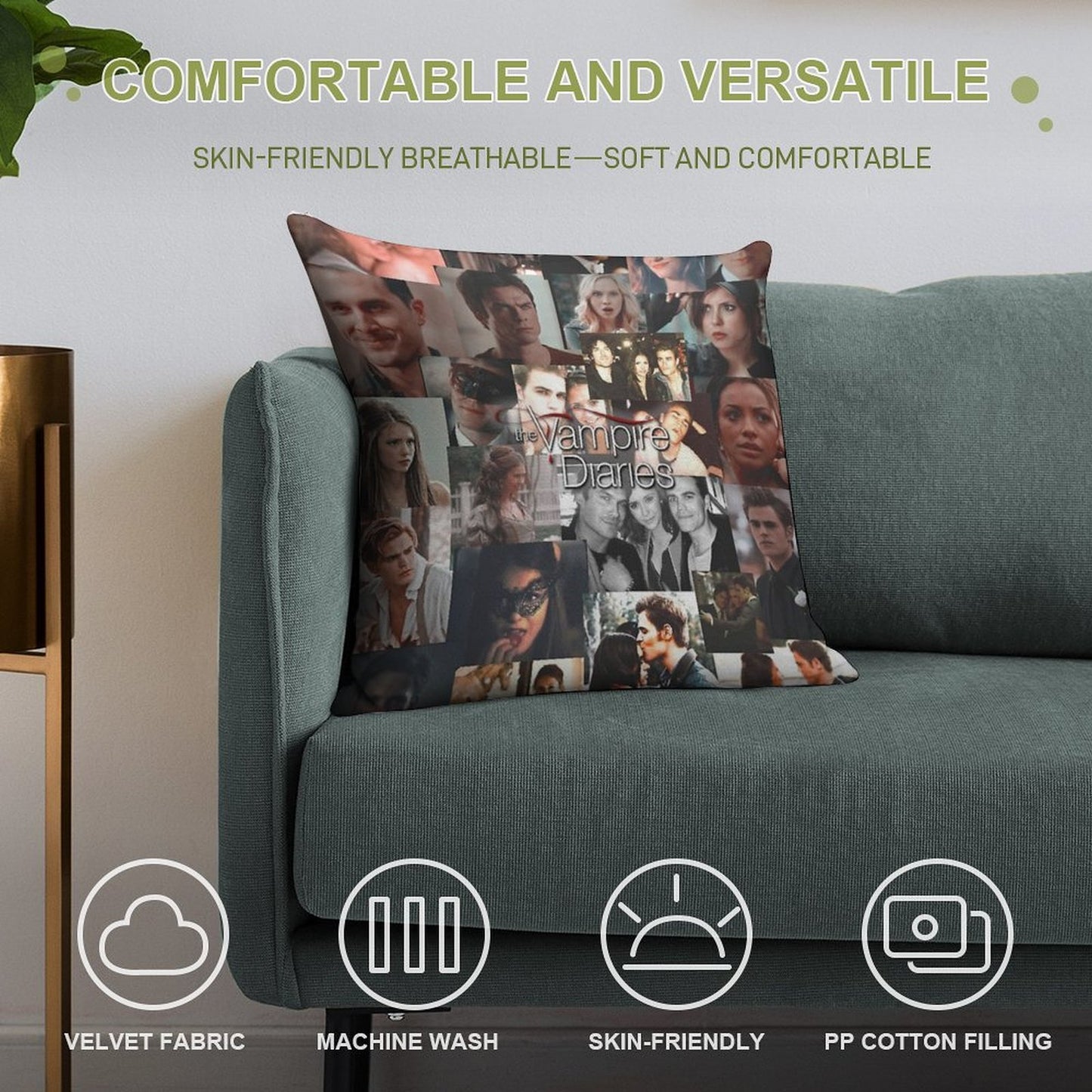 TVD Photo Collage Soft High-Density Material Throw Pillow