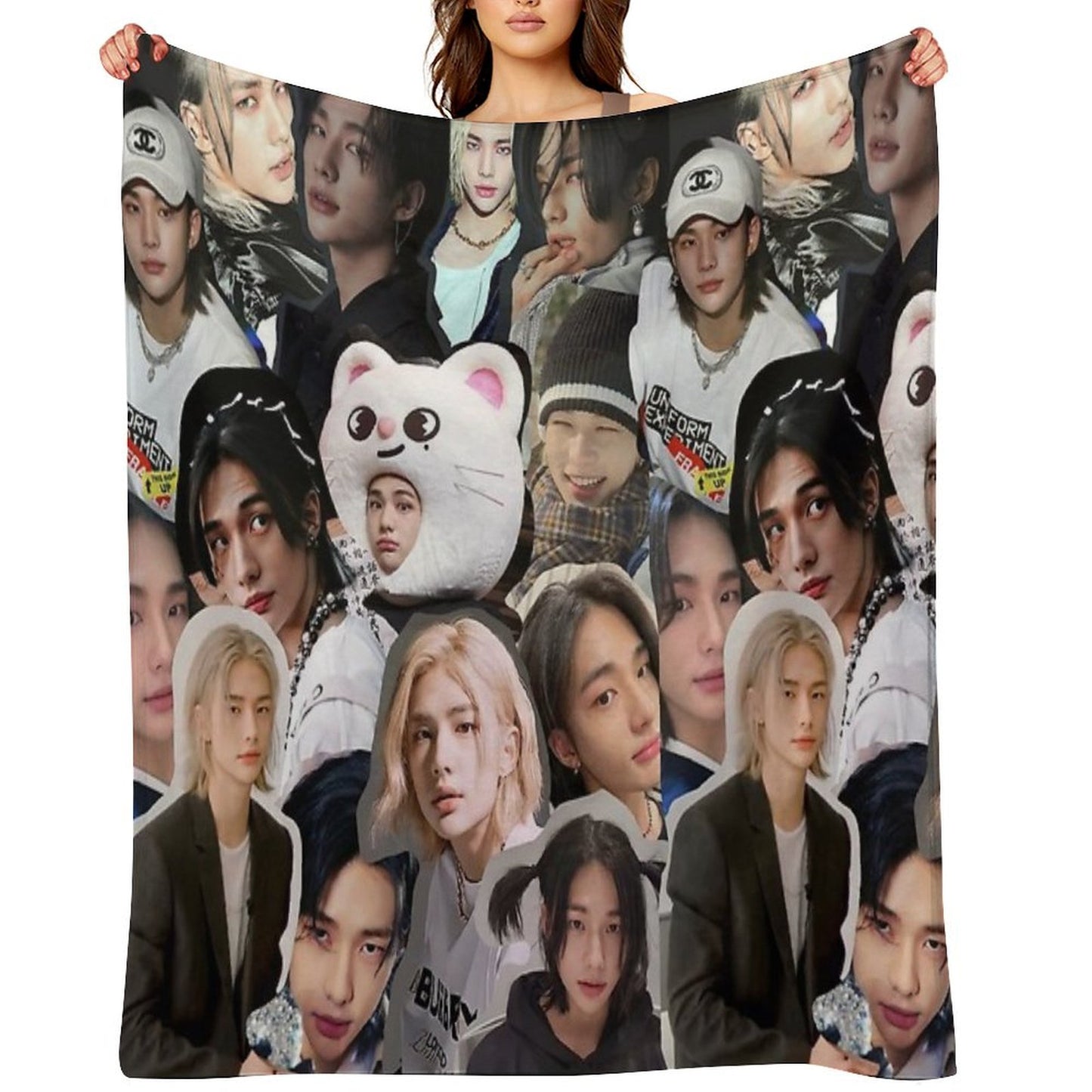 Hyunjin Collage Throw Blanket