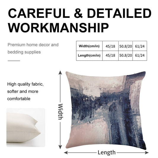 Pink And Navy 1 Linen Throw Pillow Cover