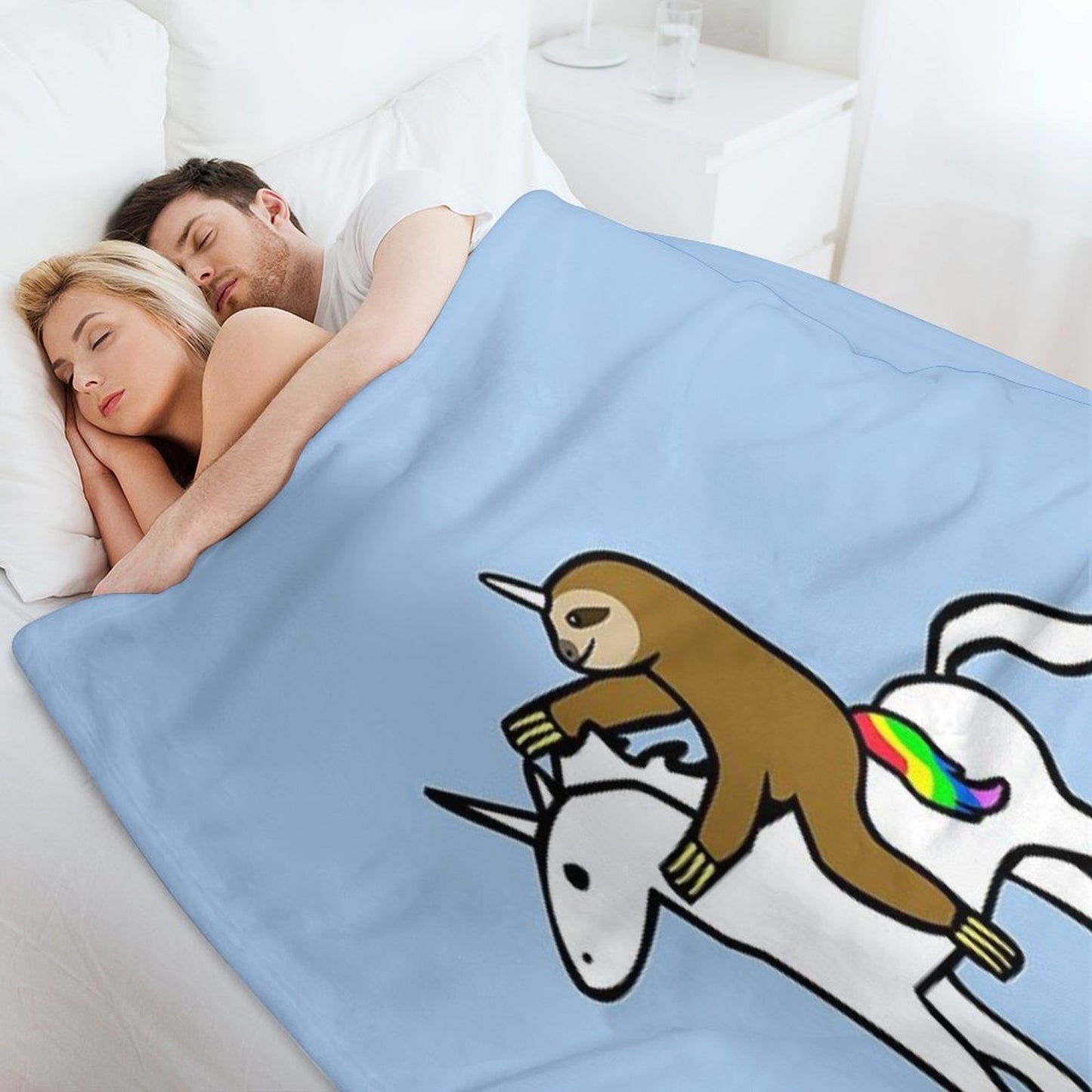 Slothicorn Riding Unicorn Throw Blanket