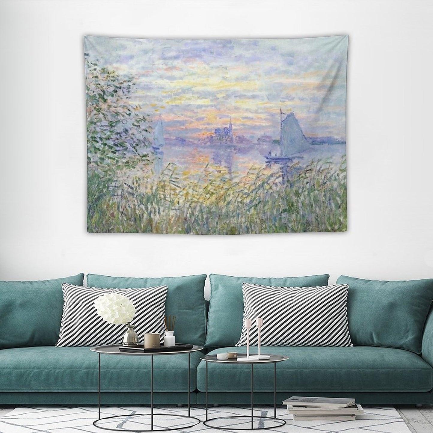 Claude Monet Soleil Couchant Sur La Seine À Lavacourt - Sunset on The Seine Tapestry