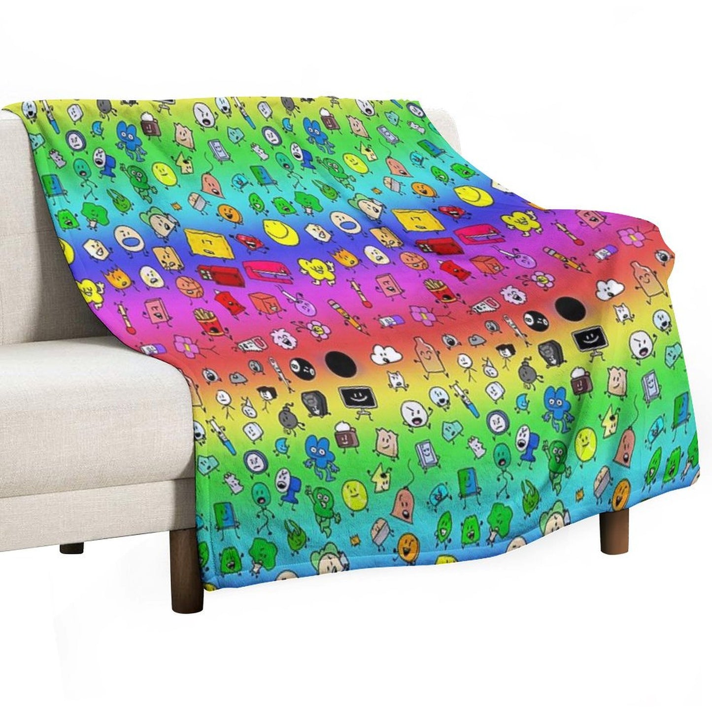 BFDI All Characters (Rainbow) Throw Blanket