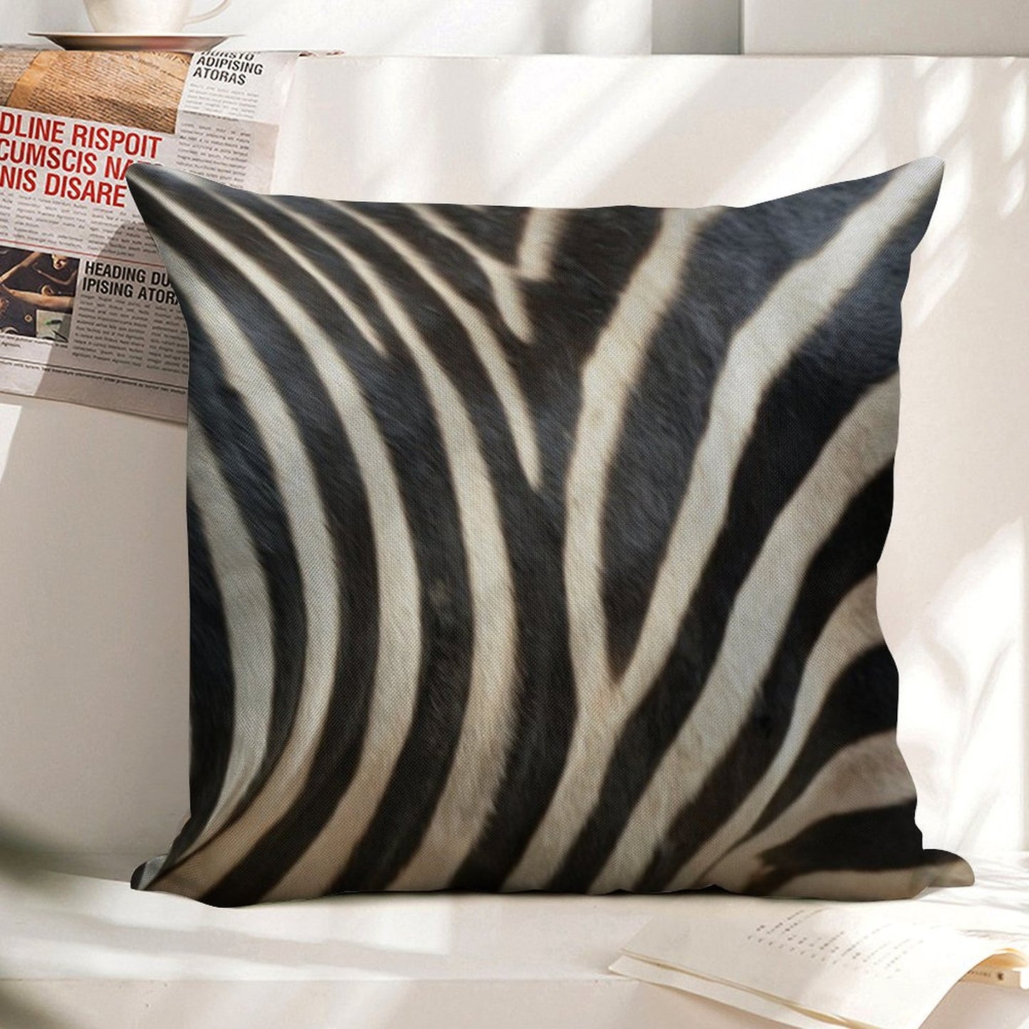 Zebra Linen Throw Pillow Cover