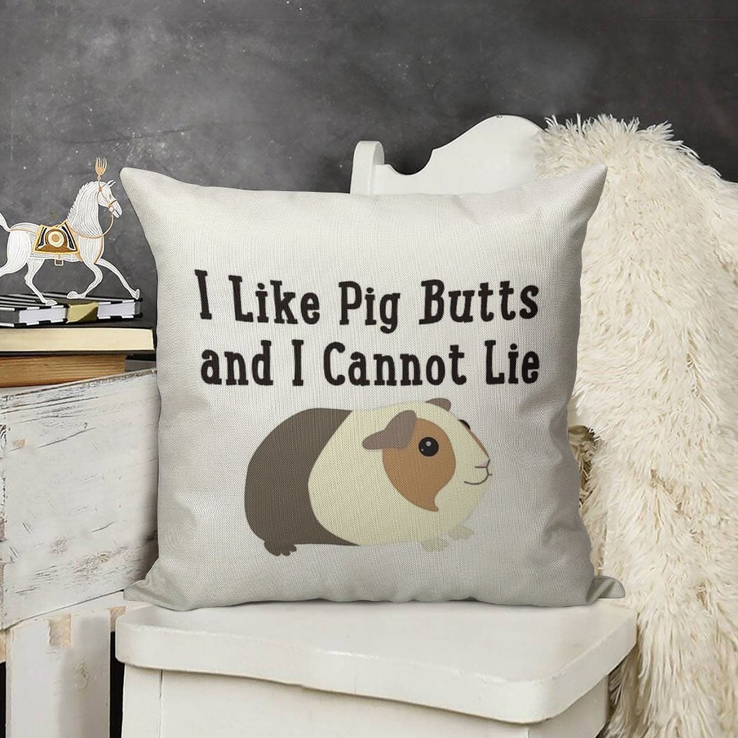 Guinea Pig Butts Linen Throw Pillow Cover