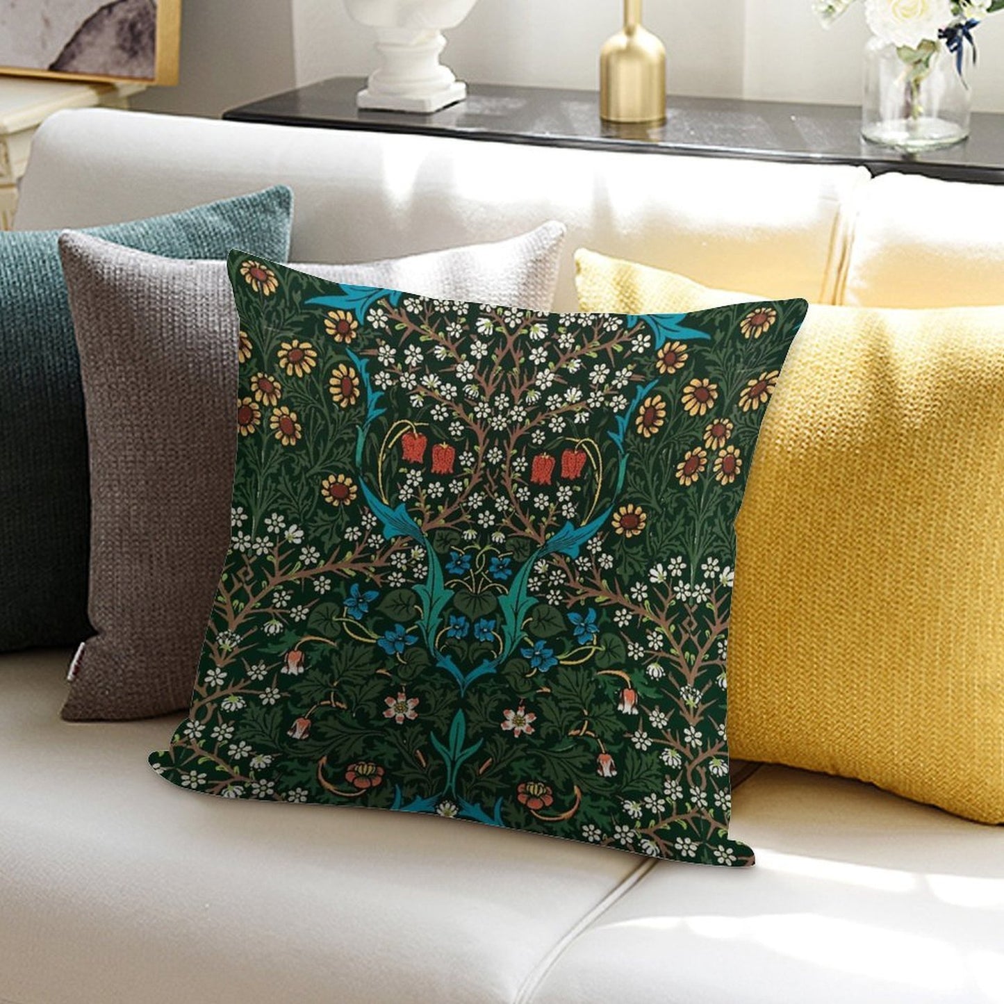 Blackthorn by William Morris, 1892 Soft Luxury Feel Throw Pillow