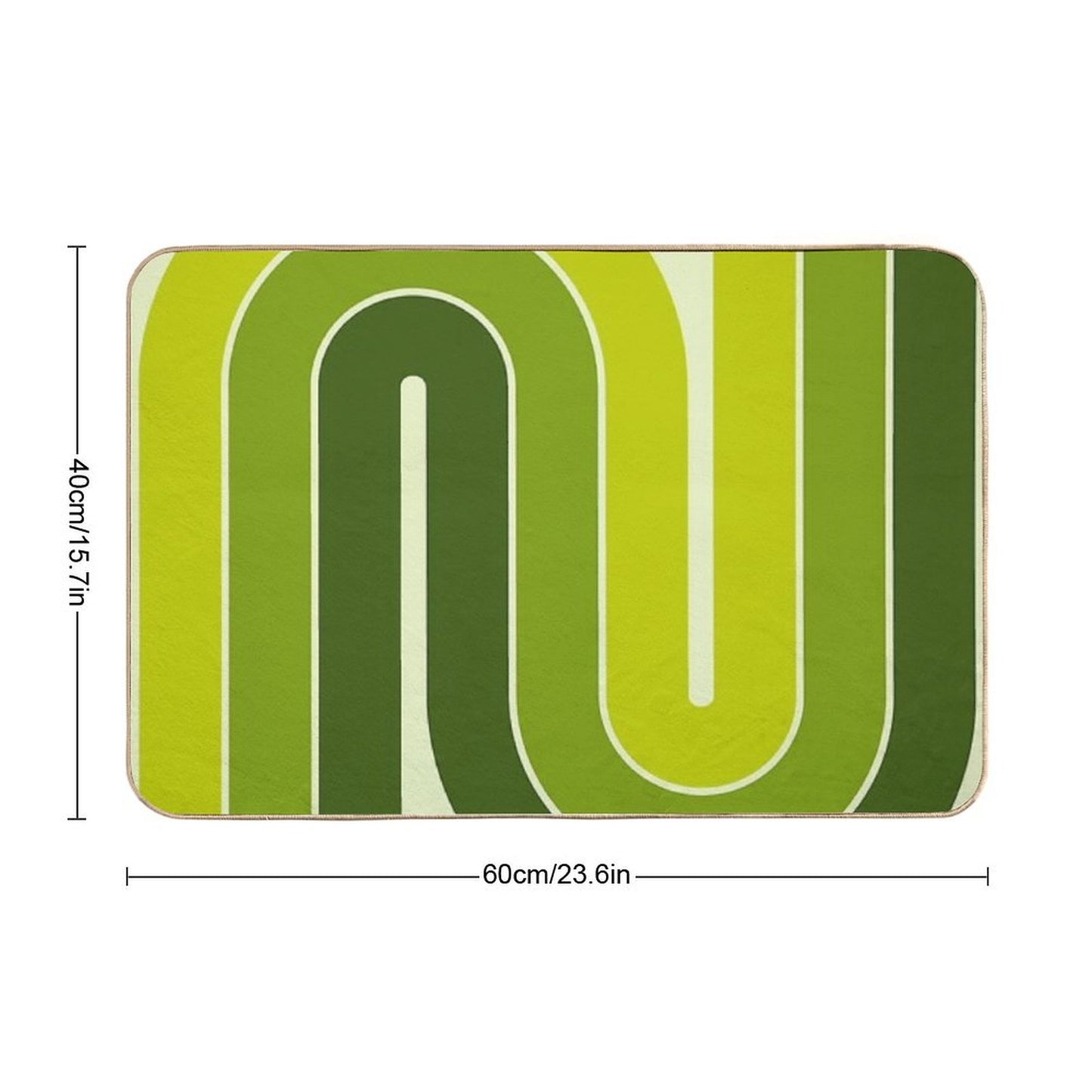 Retro Geometric Double Arch Design Green Bath Mat