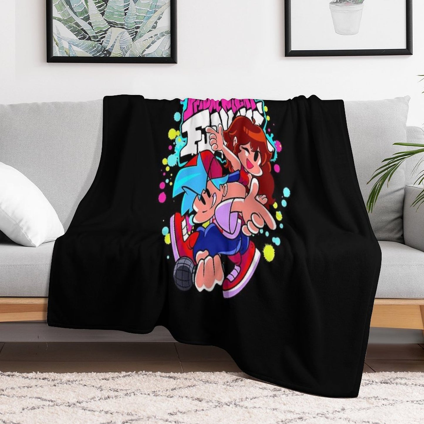 Friday Night Funkin Boyfriend And Girlfriend Throw Blanket