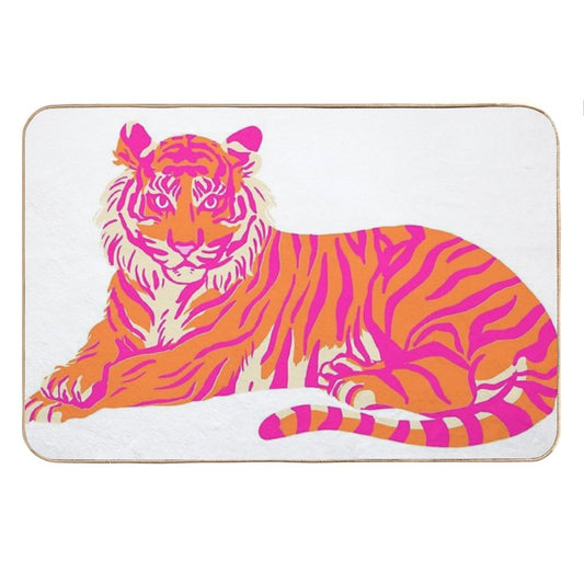 Pink And Orange Tiger Bath Mat
