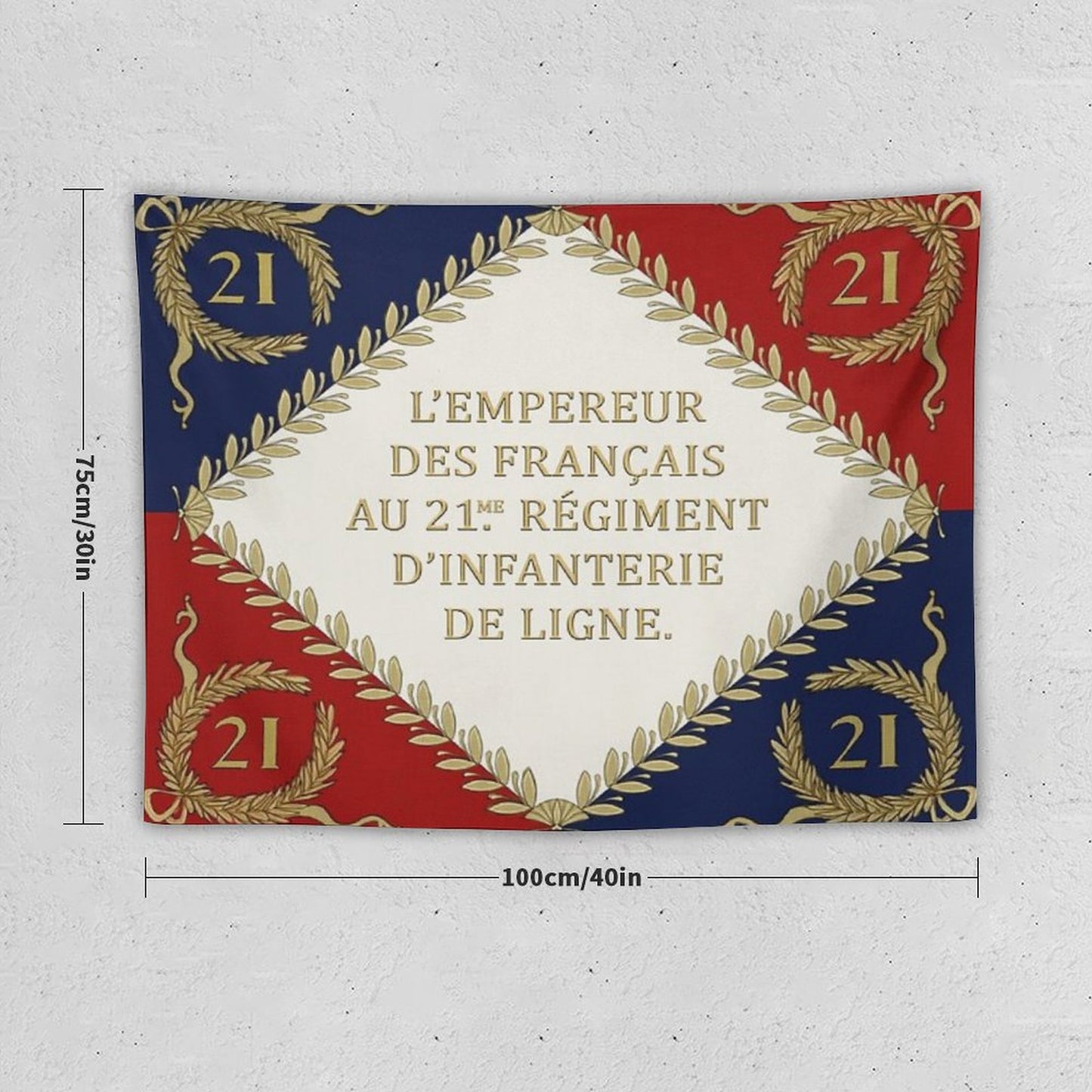 Napoleonic French Regimental Flag '21me' 1804 Tapestry