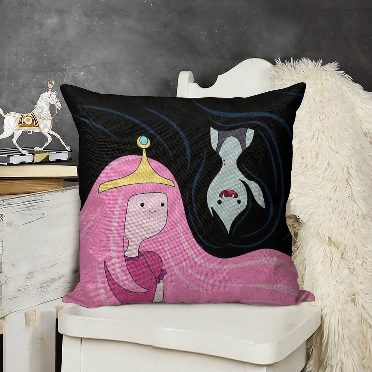 Princess Bubblegum And Marceline Linen Throw Pillow Cover