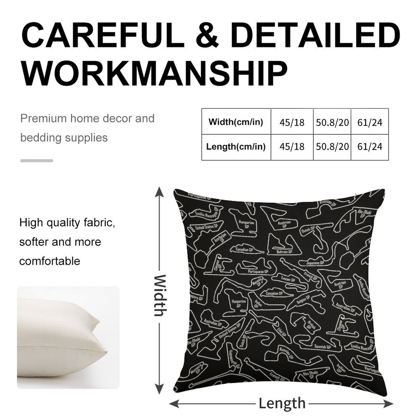 Race Circuits - Pattern Linen Throw Pillow Cover