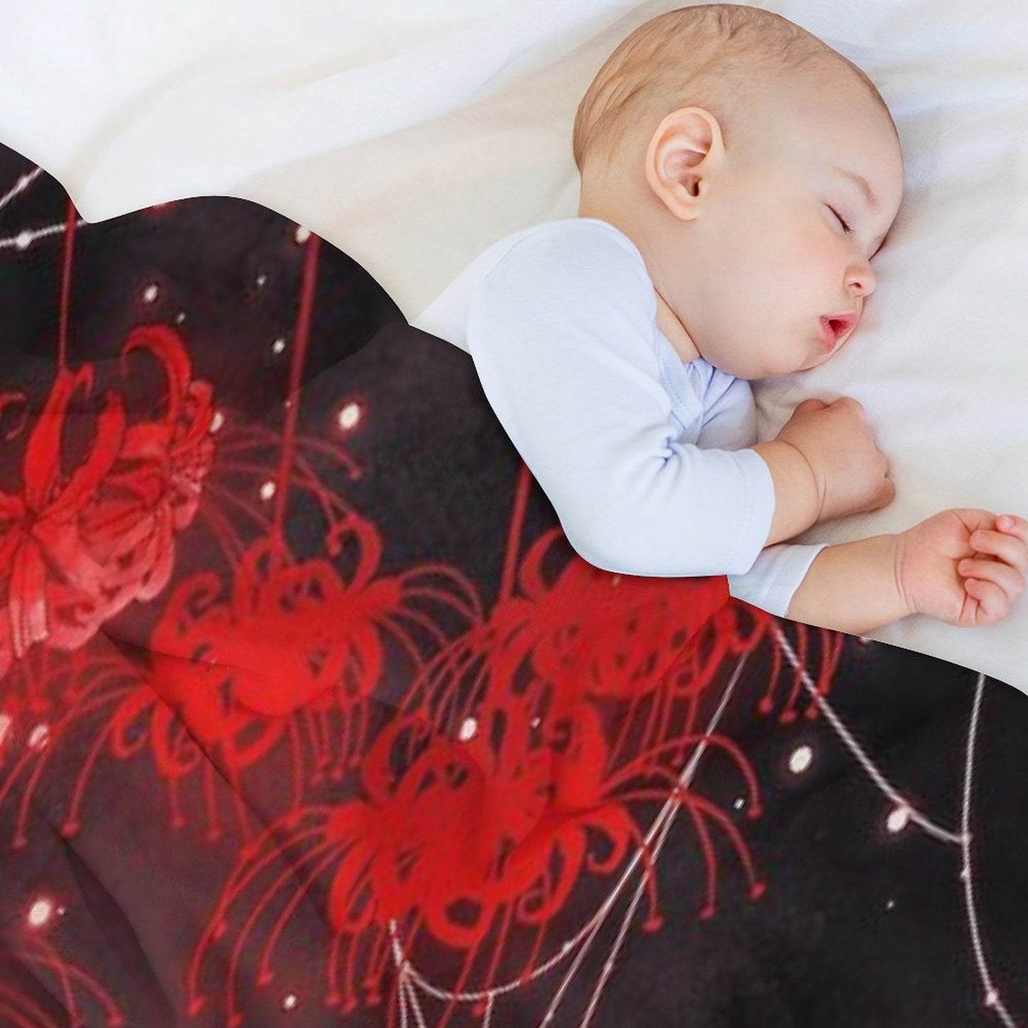 Galaxy Red Spider Lilies And Webs Throw Blanket