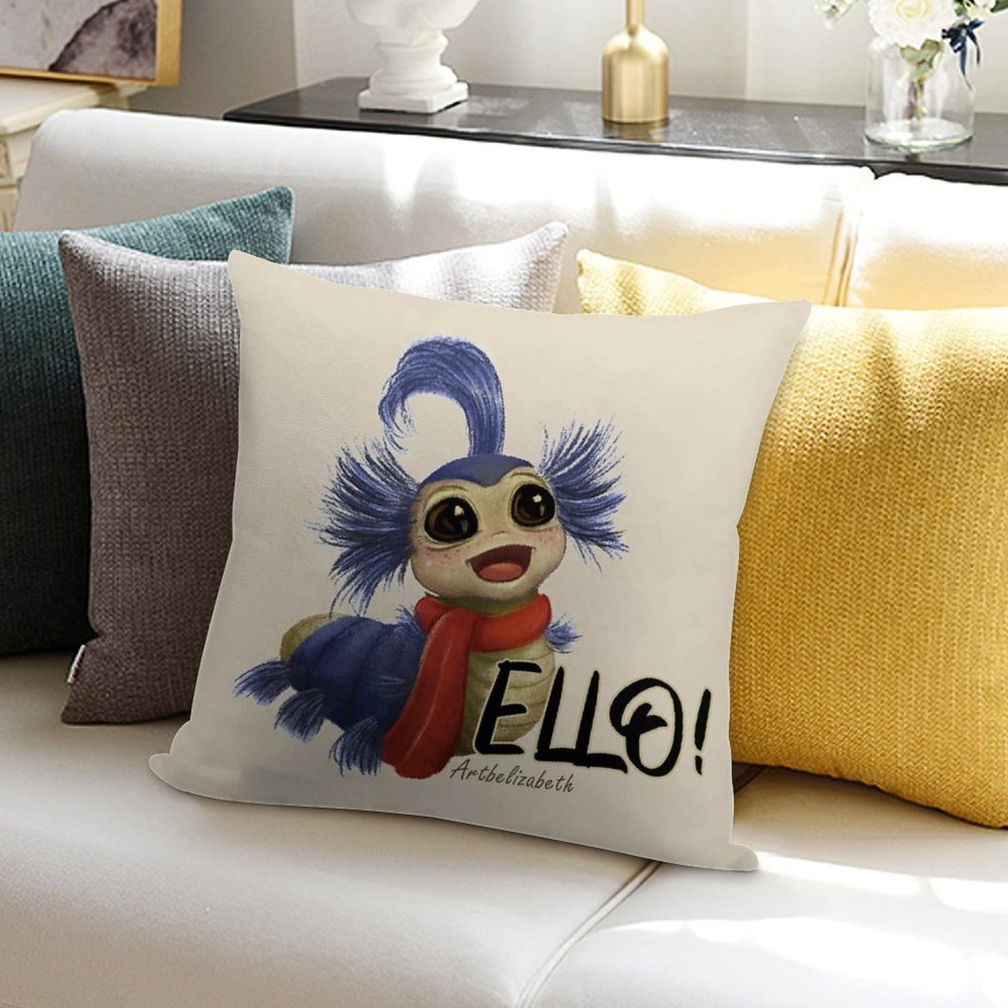 Labyrinth Worm Soft Washable Throw Pillow