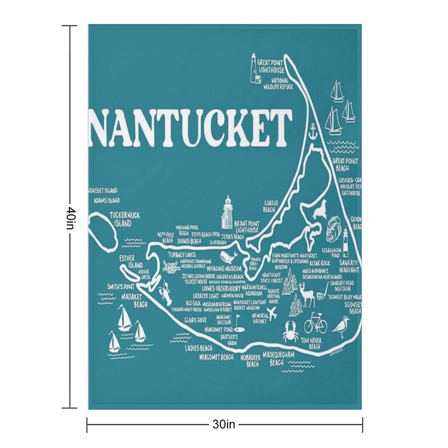 Nantucket Map Throw Blanket