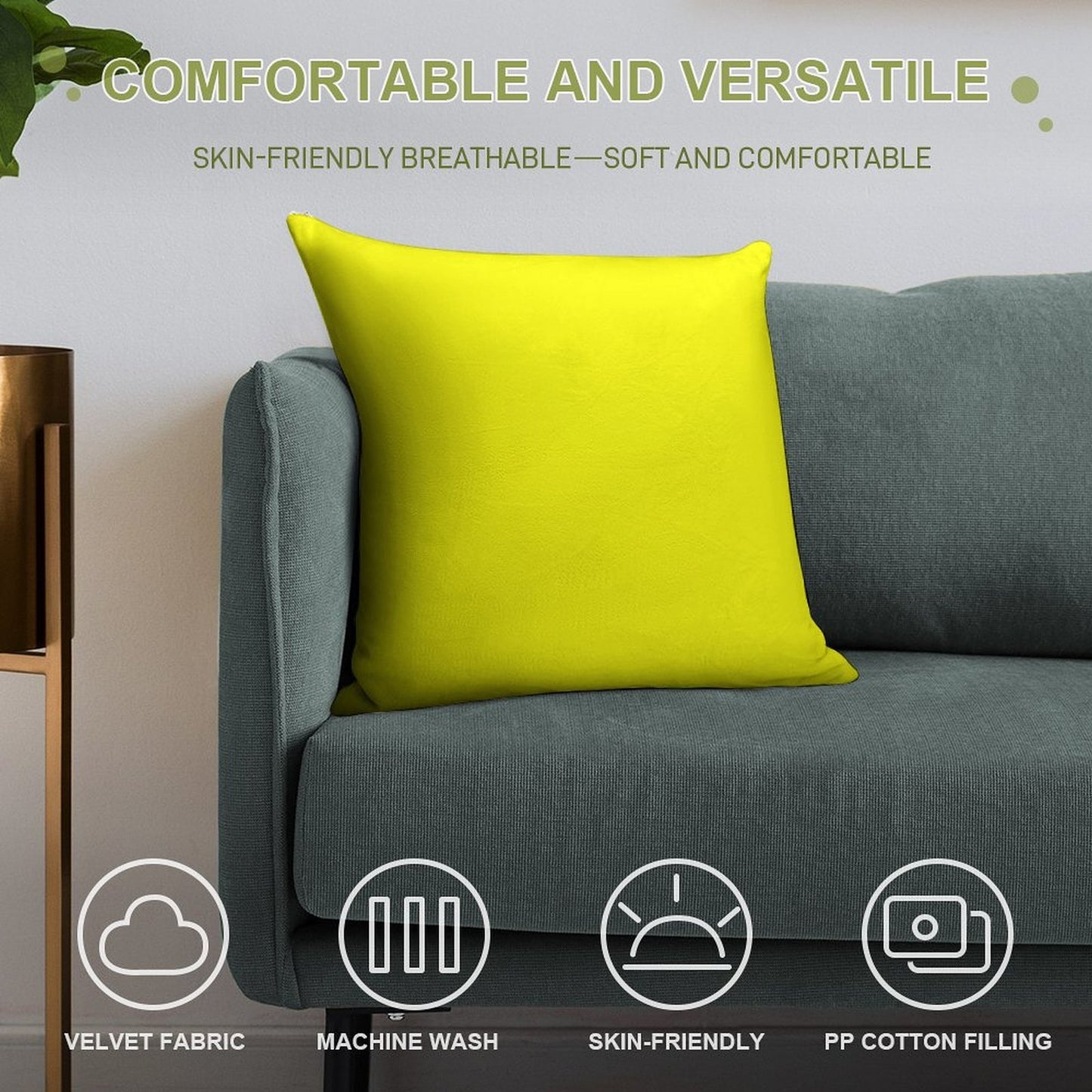 Neon  Fluorescent Yellow Neon Yellow Soft Decorative Cover Throw Pillow