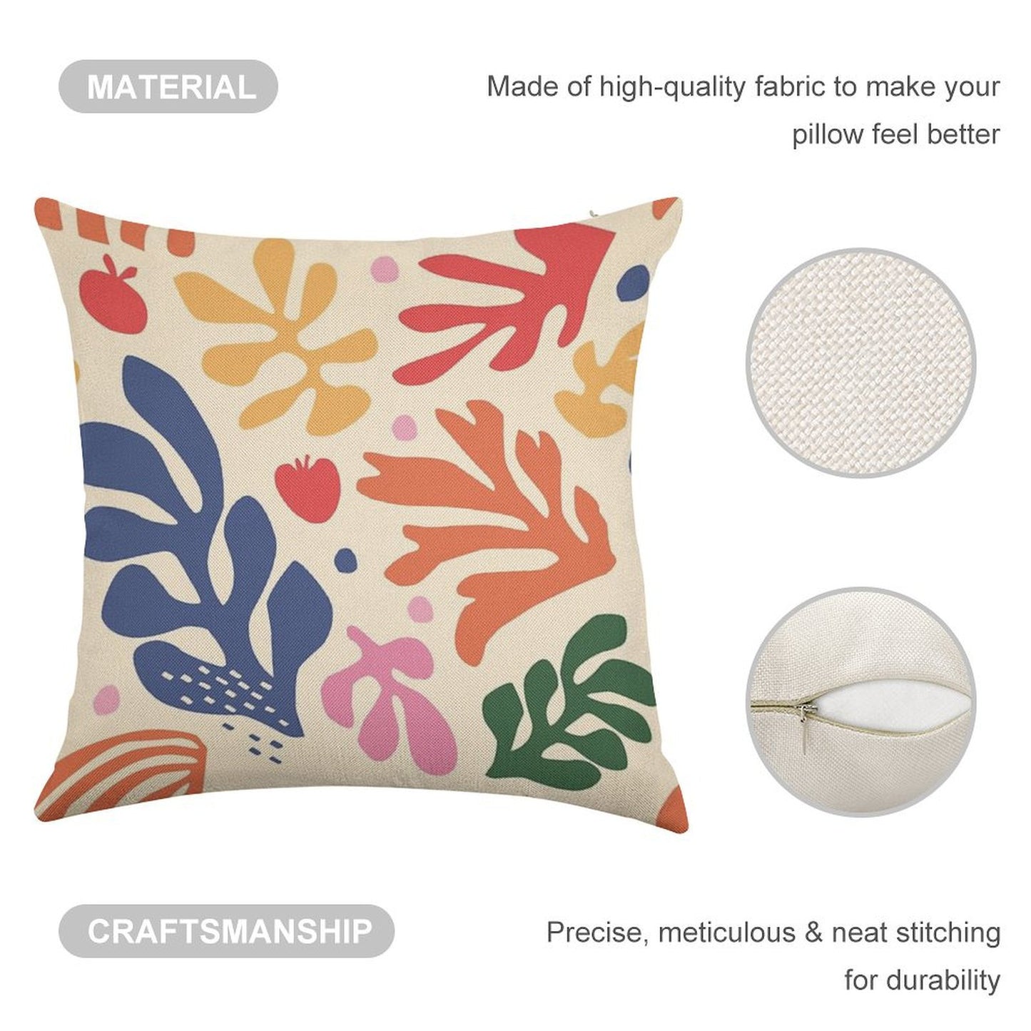 Matisse Flowers Art Linen Throw Pillow Cover