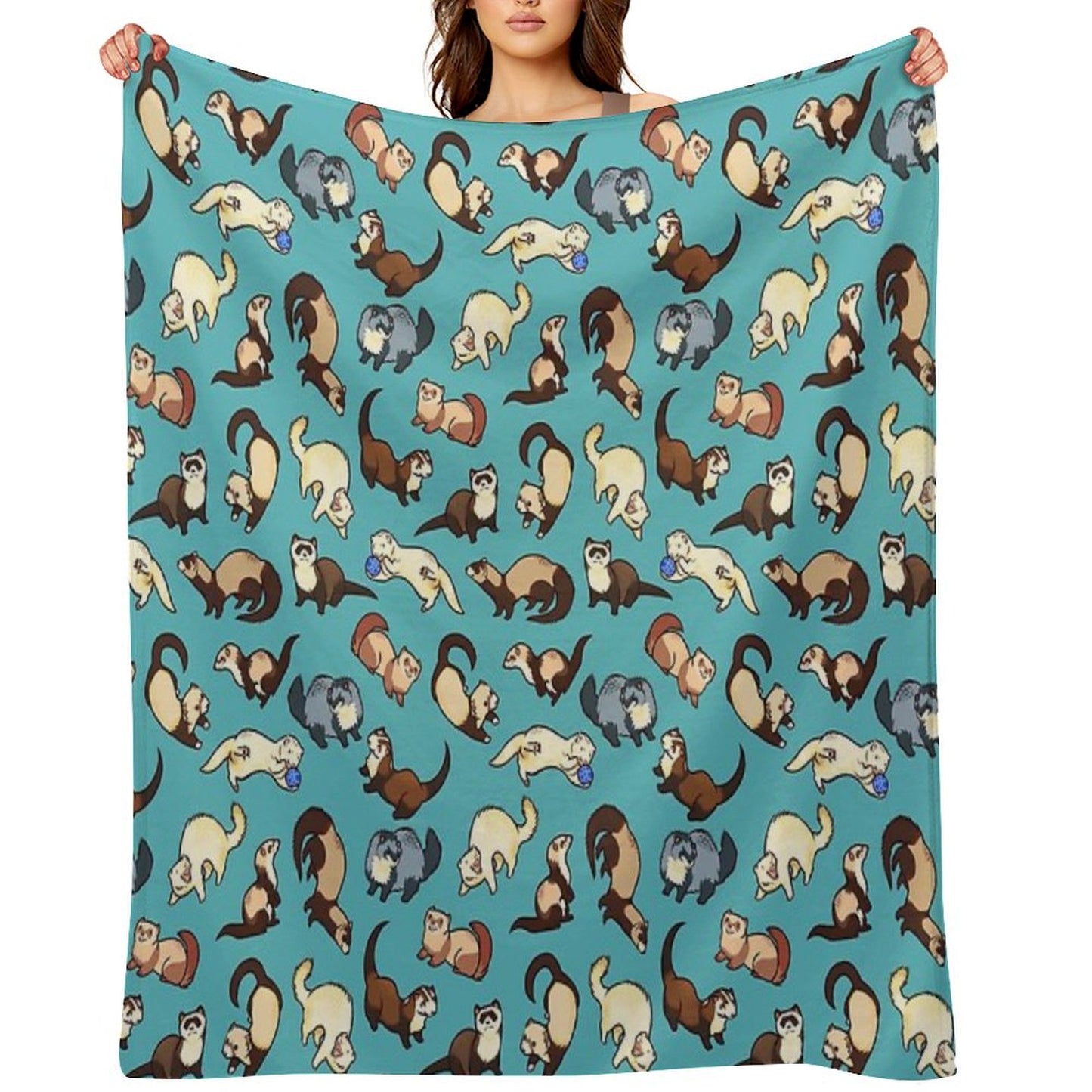 Cat Snakes in Blue Throw Blanket