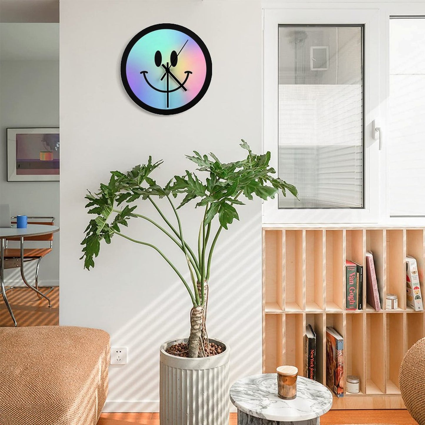 046 Holographic Happy Face ) Smiley Wall Clock