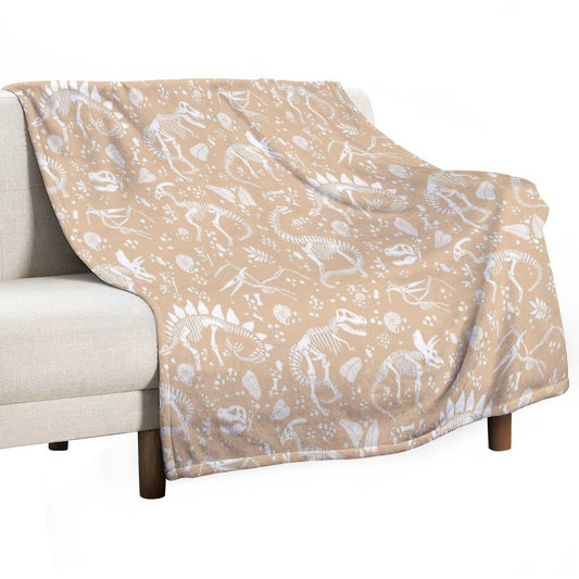 Excavated Dinosaur Fossils - Taupe Throw Blanket
