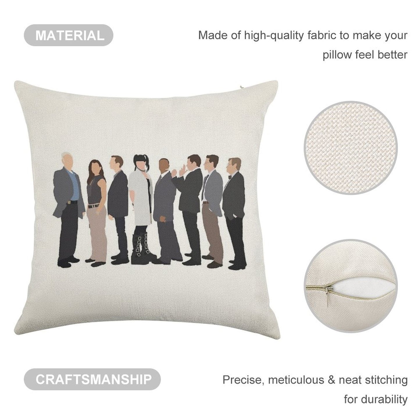 NCIS Cast Drawing Linen Throw Pillow Cover